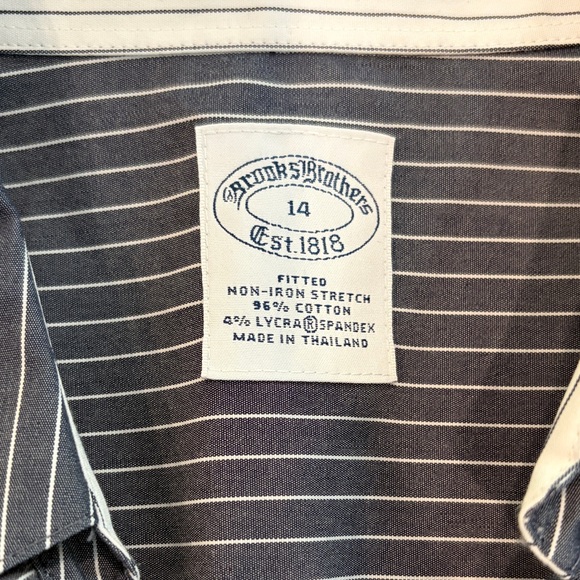 Brooks Brothers Men’s 14 grey/blue Pinstripe Casual Shirt - Picture 2 of 4